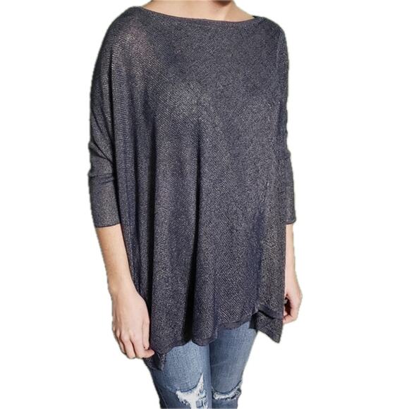 WHBM Boxy Layer Navy Shimmer Pullover Poncho Sweater Size XS (Runs Large)πβ¨π - Picture 13 of 16